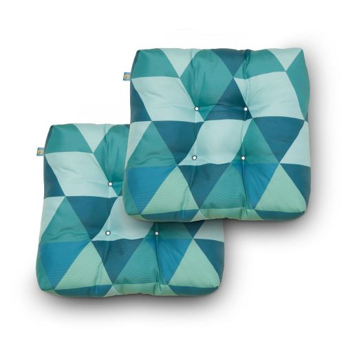 Water-Resistant Indoor/Outdoor Seat Cushions, 19 x 19 x 5 Inch, 2 Pack, Blue Lagoon Geo