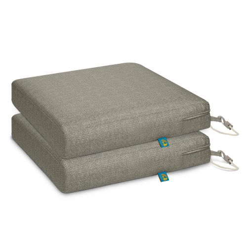 Duck Covers Weekend Water-Resistant Outdoor Dining Seat Cushion, 17 x 17 x 3 Inch, Moon Rock, 2 Pack