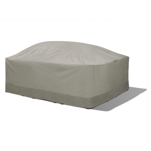 Weekend Water-Resistant Outdoor Rectangular Table & Chair Cover with Integrated Duck Dome, 125 x 82 x 32 Inch, Moon Rock