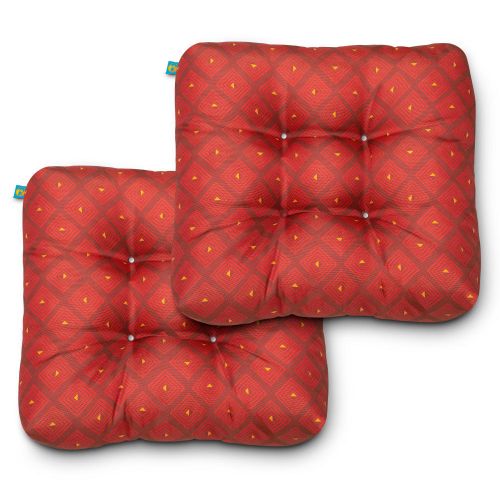 Water-Resistant Indoor/Outdoor Seat Cushions, 19 x 19 x 5 Inch, 2 Pack, Ruby Mosaic